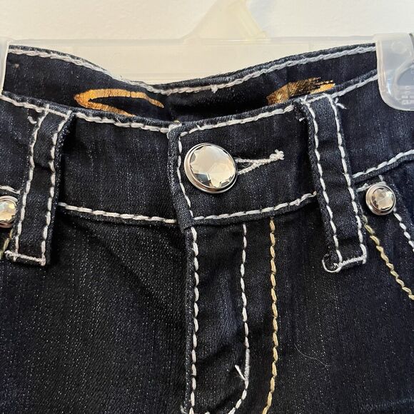 Seven 7‎ Boot Low rise Jeans Women's Sz 28 Y2K Dark Wash Denim Embellished Bling - Picture 2 of 6
